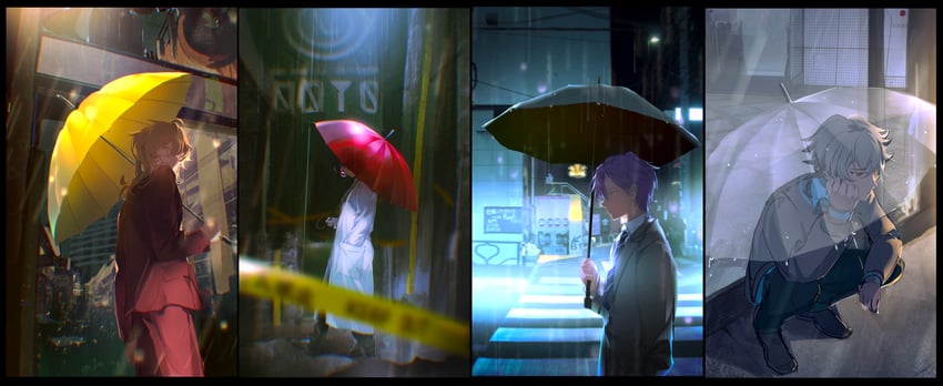 sakuma rei, hakaze kaoru, otogari adonis, and ogami koga (ensemble stars!) drawn by ririo