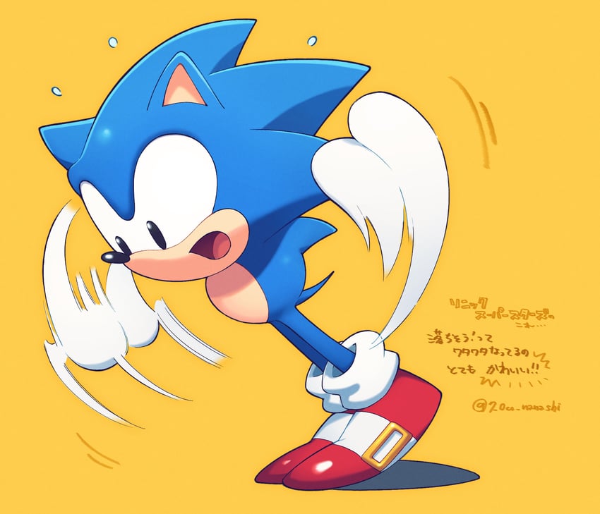 sonic the hedgehog and classic sonic (sonic and 1 more) drawn by show_chiku-by