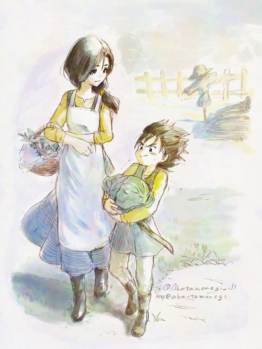 roto, hero, and hero's mother (dragon quest and 1 more) drawn by akatamanegi_ill