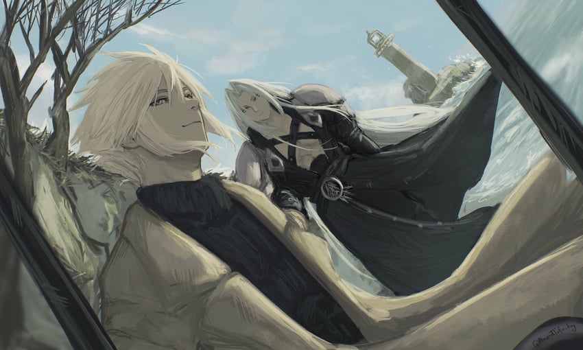 cloud strife and sephiroth (final fantasy and 3 more) drawn by almondtofu_boy
