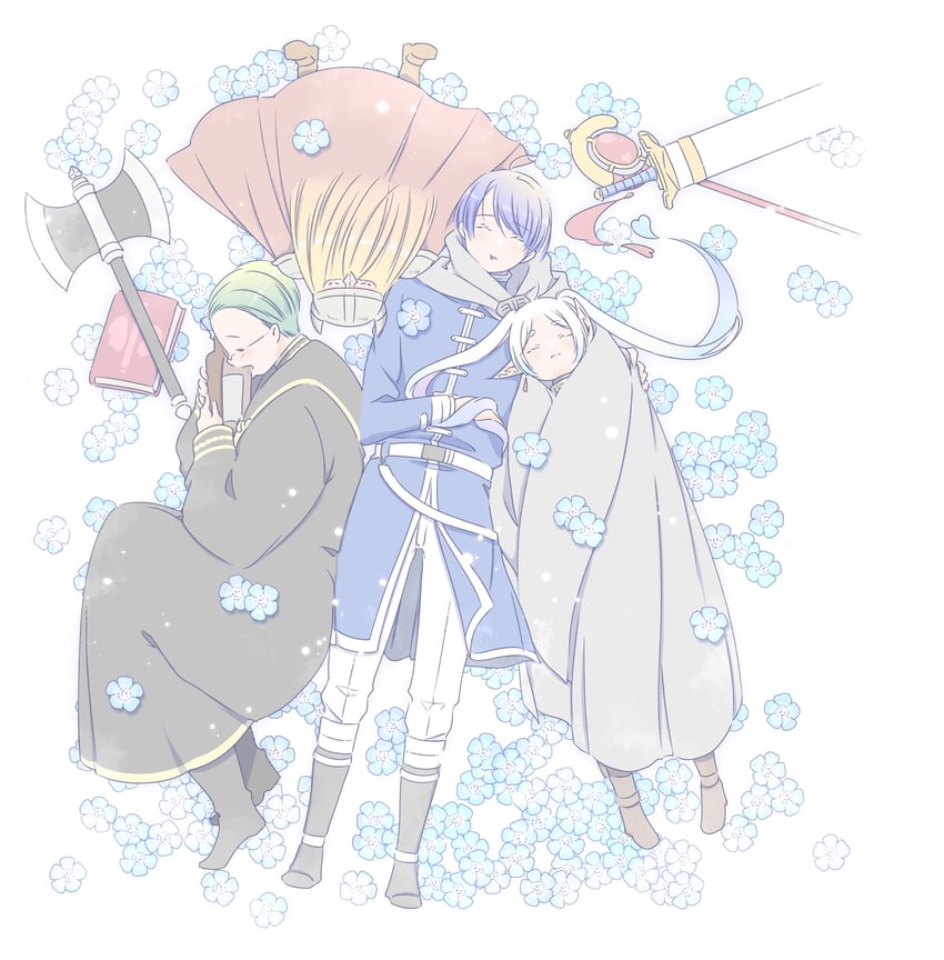 frieren, himmel, eisen, and heiter (sousou no frieren) drawn by sachinyopo