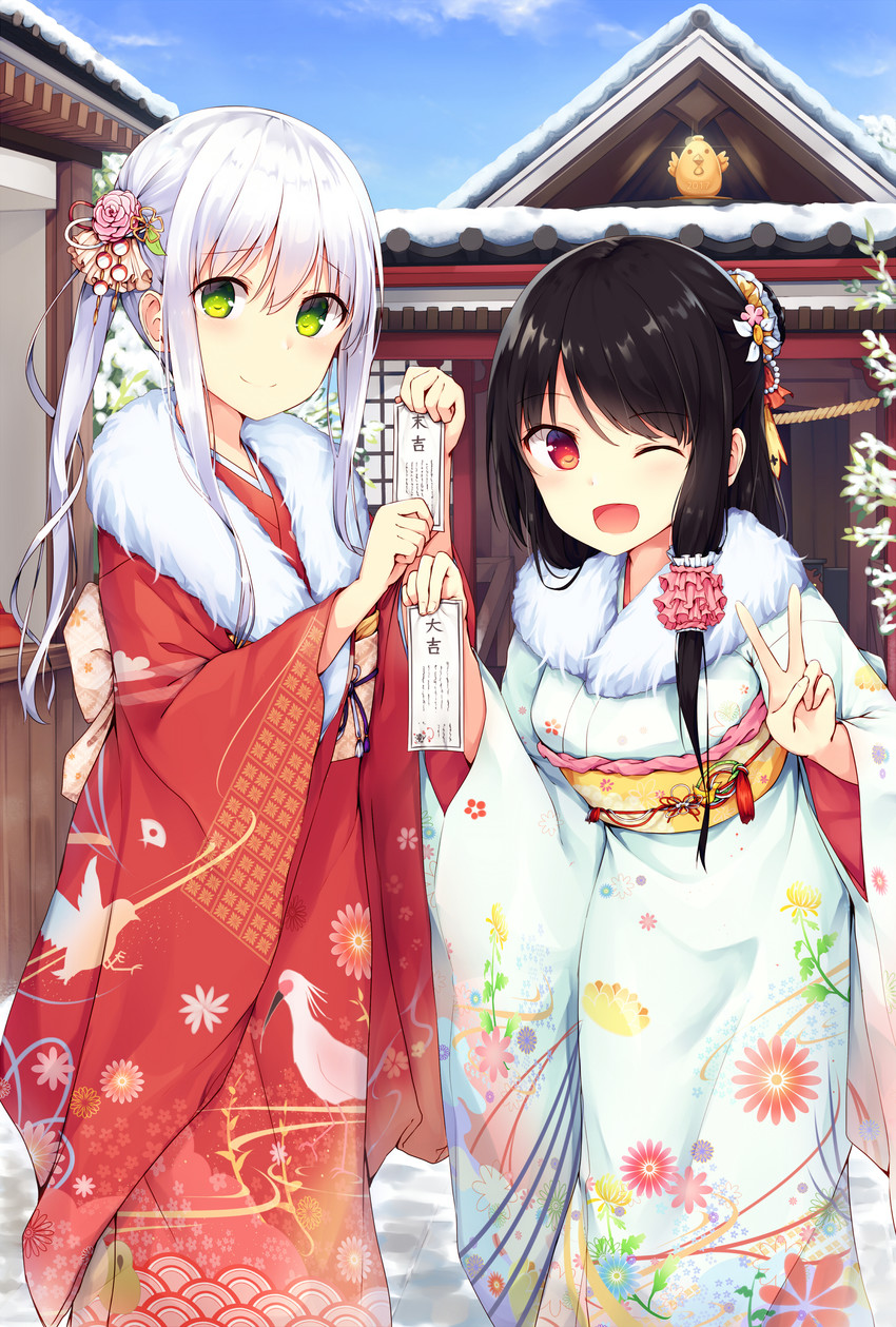 mitoko and shiori (original) drawn by tsuchikure