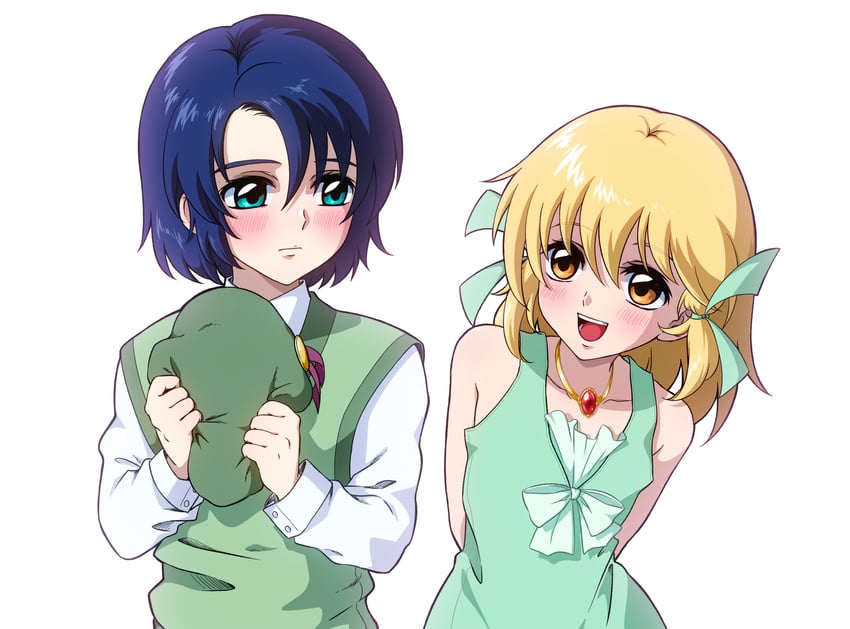 cagalli yula athha and athrun zala (gundam and 1 more) drawn by saeka