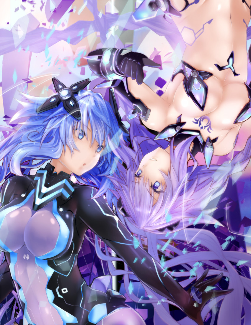 next purple and purple heart (neptune and 2 more) drawn by shishin_(shishintei)