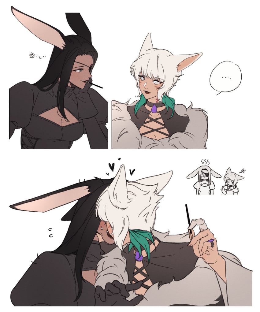 warrior of light and y'shtola rhul (final fantasy and 1 more) drawn by ygxxng