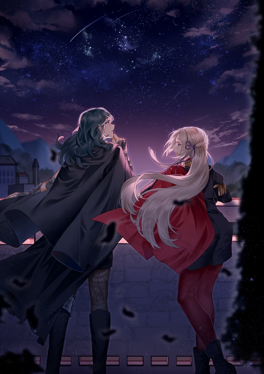 female byleth and edelgard von hresvelg (fire emblem and 1 more) drawn by moyibzs