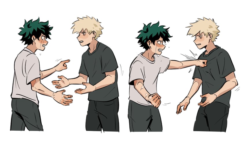 midoriya izuku and bakugou katsuki (boku no hero academia) drawn by daniartonline