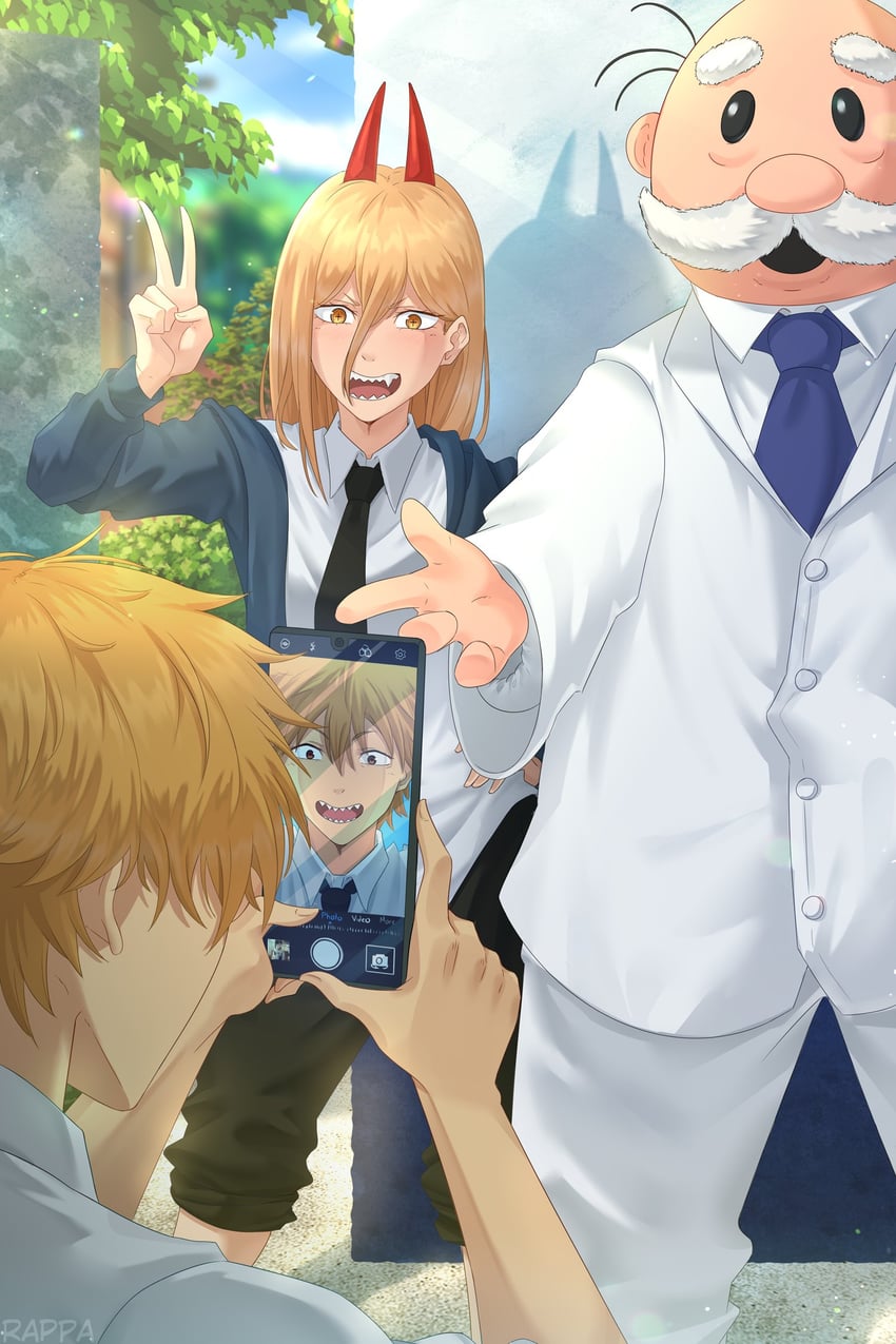 power, denji, and dr. simi (chainsaw man) drawn by rappa_(sirrappa)