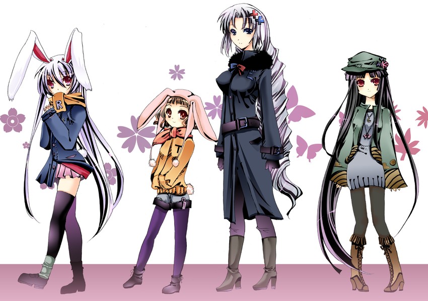 reisen udongein inaba, houraisan kaguya, inaba tewi, and yagokoro eirin (touhou and 1 more) drawn by sakayaki_(burning_soul)