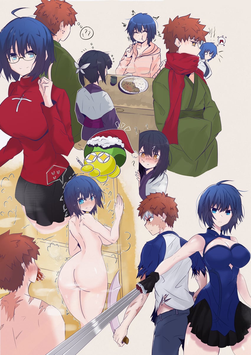 tohsaka rin, emiya shirou, miyu edelfelt, ciel, powered ciel, and 1 more (fate and 3 more) drawn by shokobr
