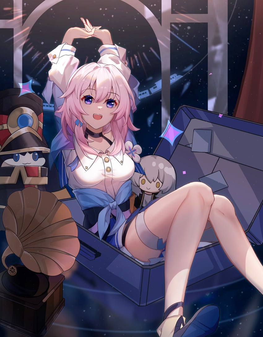trailblazer, stelle, march 7th, and pom-pom (honkai and 1 more) drawn by catmelon_(user_melon010203)