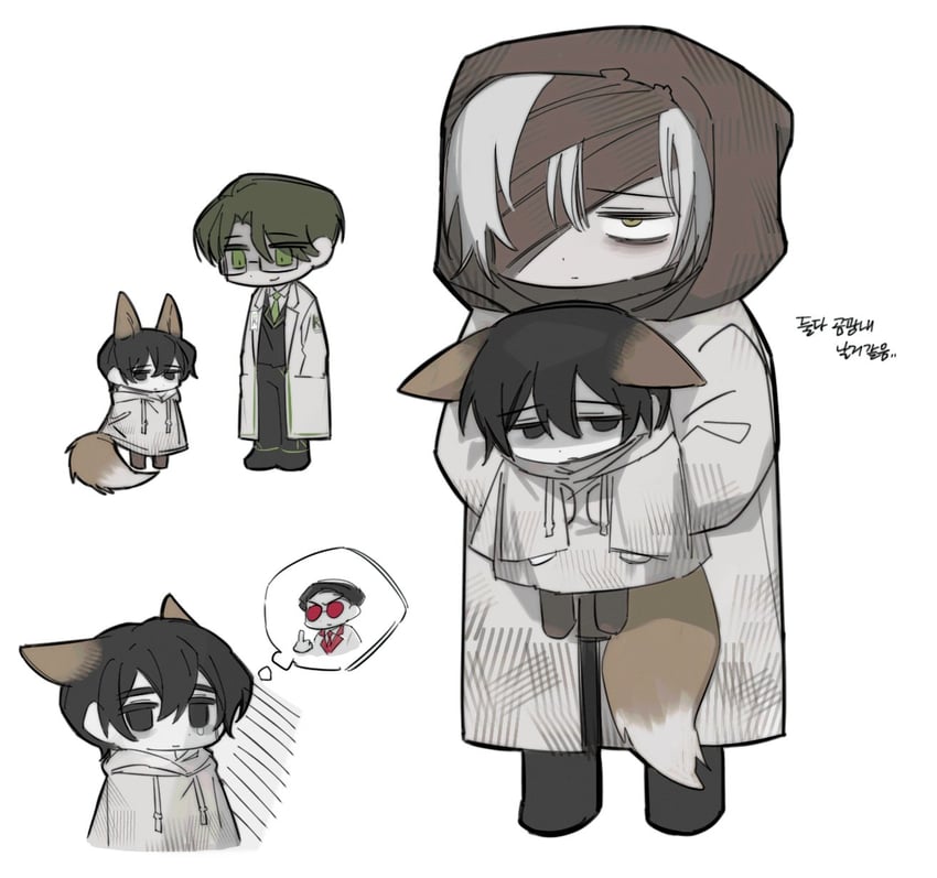 yi sang, dongbaek, dongrang, and gubo (project moon and 1 more) drawn by giovan_nnn