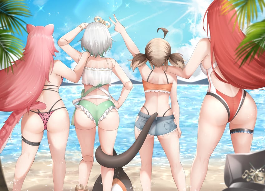 raora panthera, gigi murin, cecilia immergreen, and elizabeth rose bloodflame (hololive and 1 more) drawn by popcornflakes
