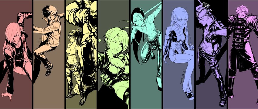 angel, leona heidern, kula diamond, yagami iori, kusanagi kyou, and 4 more (the king of fighters and 3 more) drawn by yiran_kong_xian