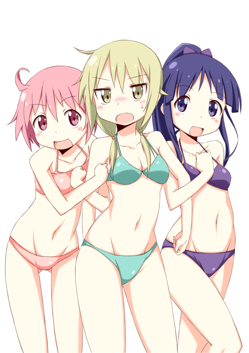 ichii yui, hinata yukari, and nonohara yuzuko (yuyushiki) drawn by chomo_(asymmate)