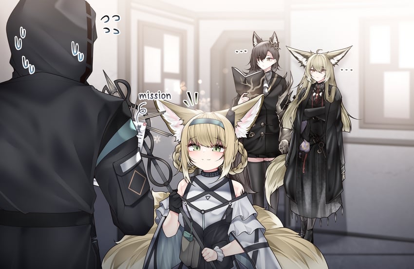 doctor, suzuran, penance, and vulpisfoglia (arknights) drawn by samip