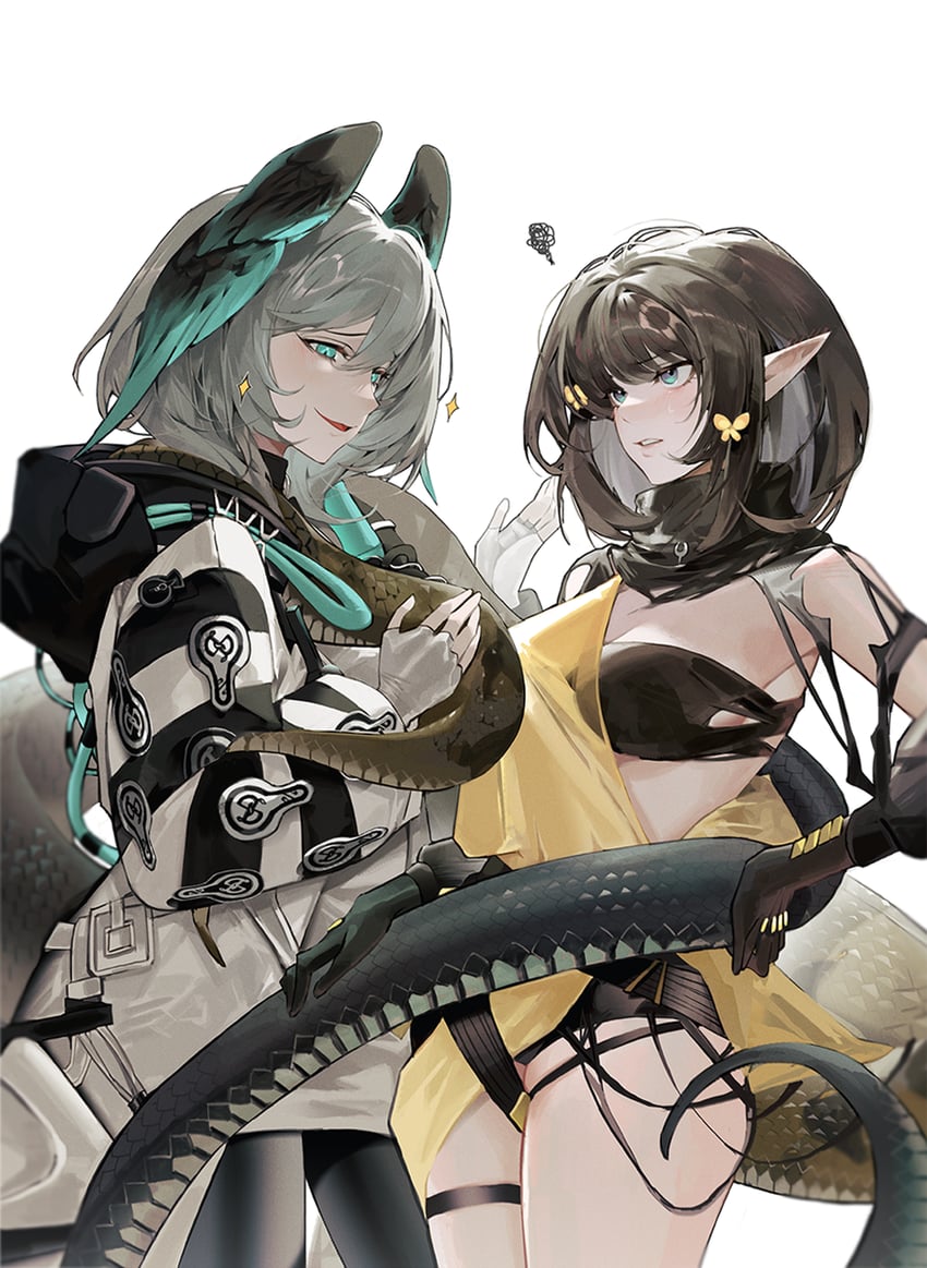 ho'olheyak and eunectes (arknights) drawn by charo_(morphodrake)