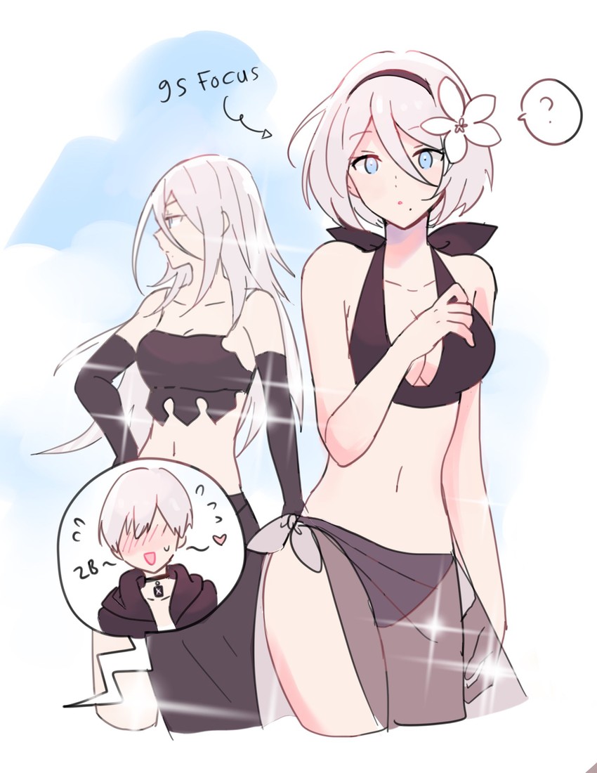 2b, 9s, and a2 (nier and 1 more) drawn by dinikee