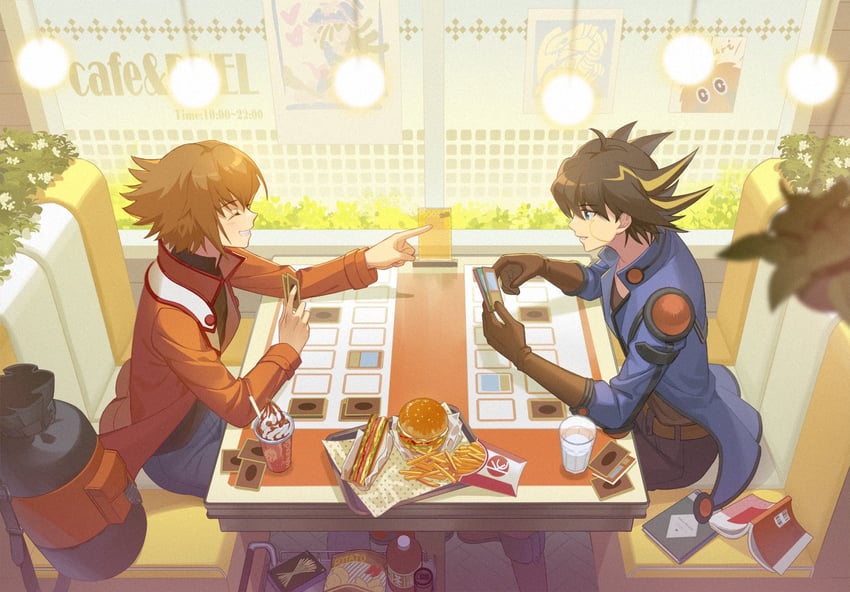 yuki judai, fudo yusei, and kuriboh (yu-gi-oh! and 2 more) drawn by s_saremi