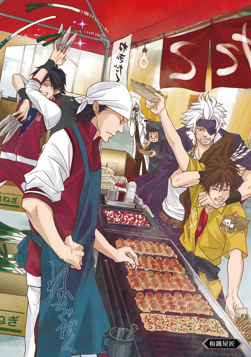date masamune, chousokabe motochika, katakura kojuurou, maeda keiji, akechi mitsuhide, and 2 more (sengoku basara and 1 more) drawn by waganeya