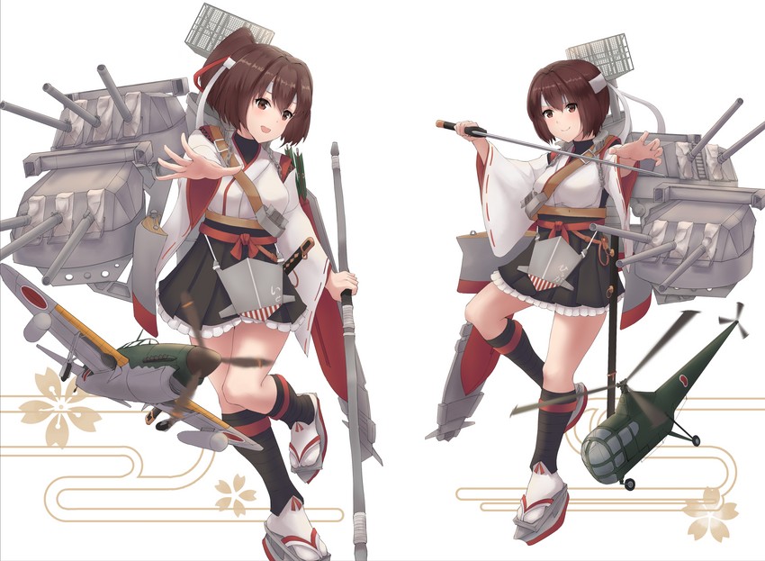 hyuuga, ise, ise kai ni, and hyuuga kai ni (kantai collection) drawn by k_jie
