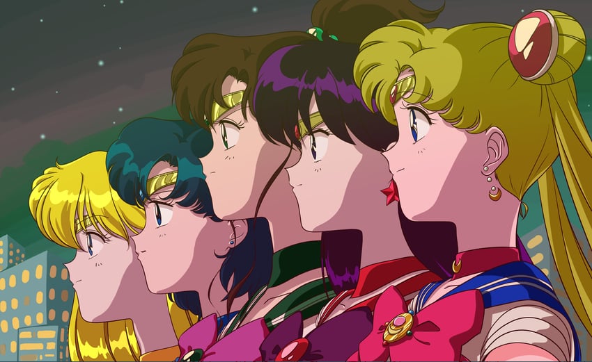 tsukino usagi, sailor moon, mizuno ami, aino minako, hino rei, and 5 more (bishoujo senshi sailor moon) drawn by vfwe2535