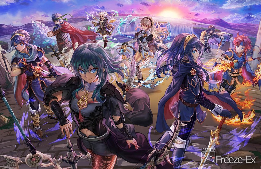 female byleth, lucina, female corrin, female robin, ike, and 3 more (fire emblem and 7 more) drawn by freeze-ex