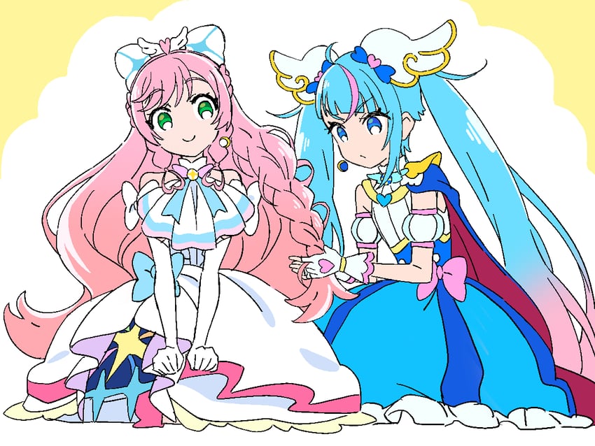 sora harewataru, nijigaoka mashiro, cure sky, and cure prism (precure and 1 more) drawn by haruru_(dontacocon)