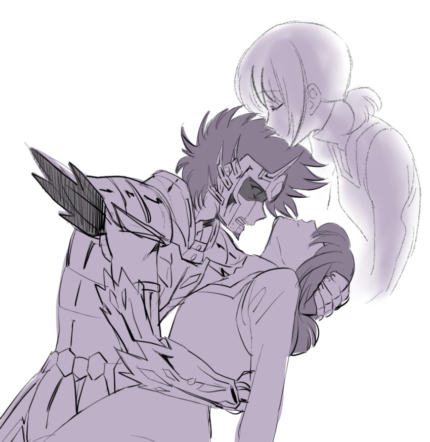 cancer death mask and helena (saint seiya and 1 more) drawn by kiriku_(nakuro)