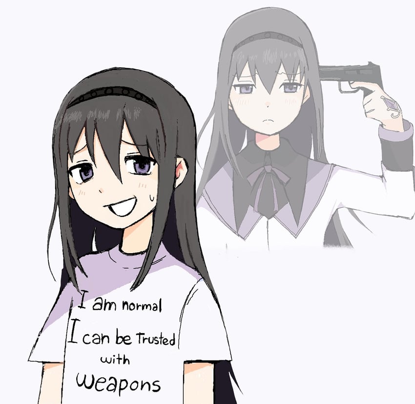 akemi homura (mahou shoujo madoka magica and 1 more) drawn by logi_(lgdkn) and mayu_(nanakemi)
