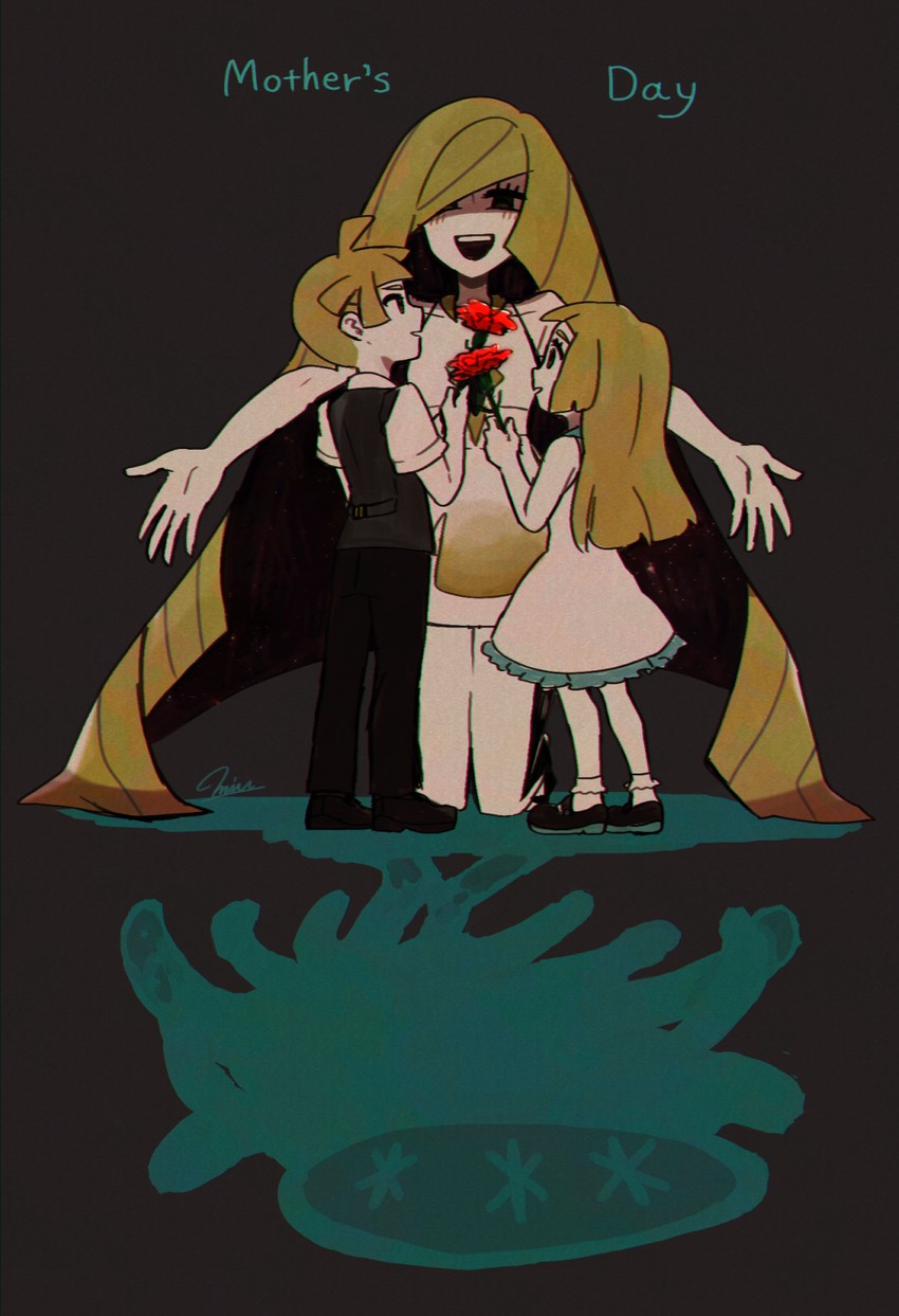 lillie, lusamine, gladion, and nihilego (pokemon and 1 more) drawn by miu_(miuuu_721)