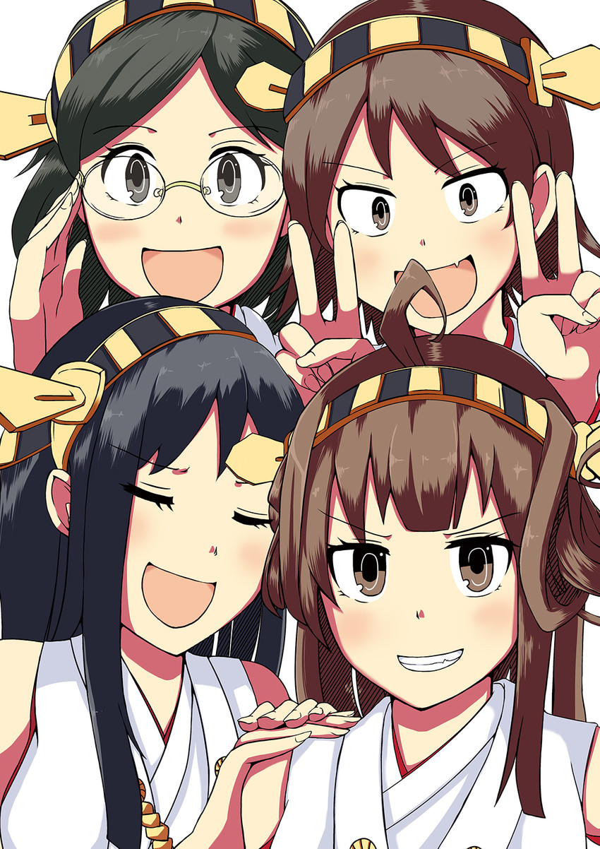kongou, haruna, hiei, and kirishima (kantai collection) drawn by koyaki_(nariyan555)