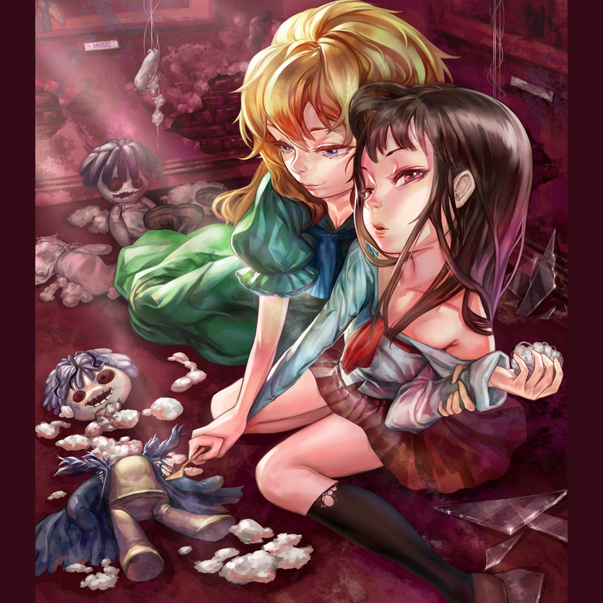 ib, mary, garry, and doll (ib) drawn by l.green