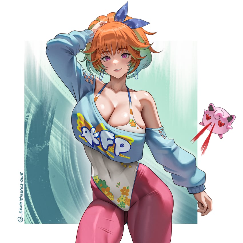 takanashi kiara and jigglypuff (pokemon and 2 more) drawn by seventeencrows