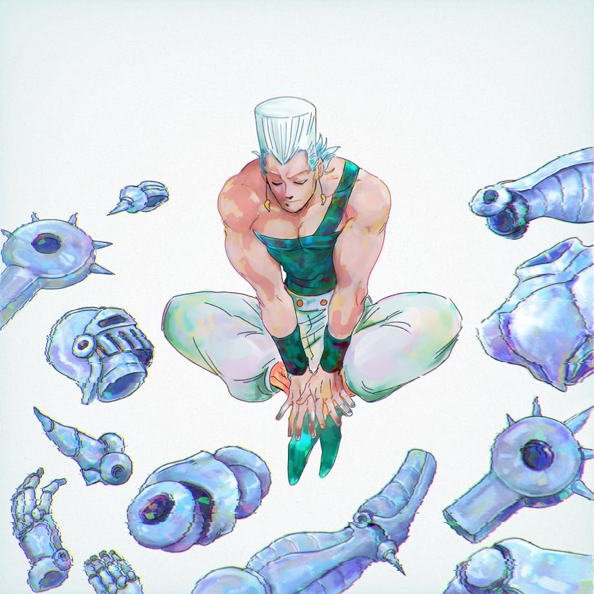 jean pierre polnareff and silver chariot (jojo no kimyou na bouken and 1 more) drawn by monpe_(sentakuchu)