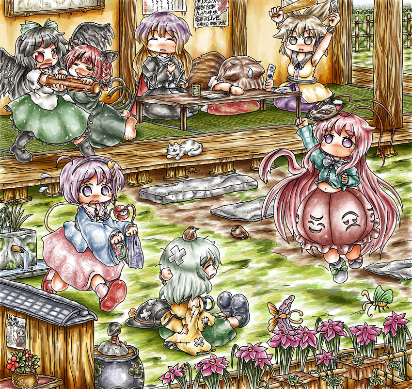 komeiji koishi, komeiji satori, kaenbyou rin, reiuji utsuho, hijiri byakuren, and 5 more (touhou) drawn by ys_(ytoskyoku-57)