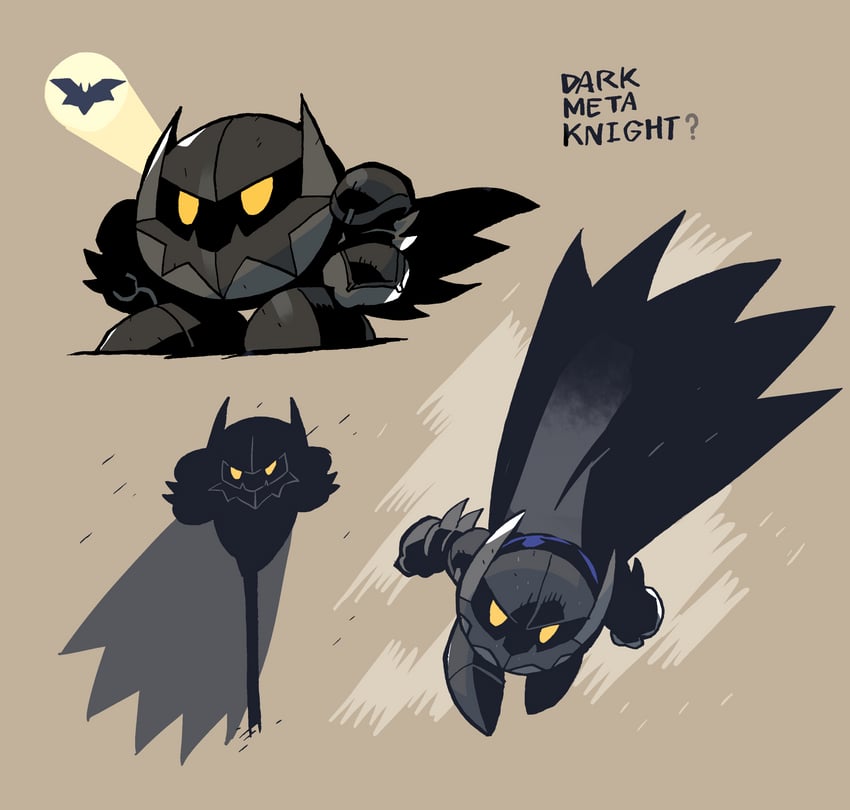 meta knight and batman (kirby and 2 more) drawn by rariatto_(ganguri)