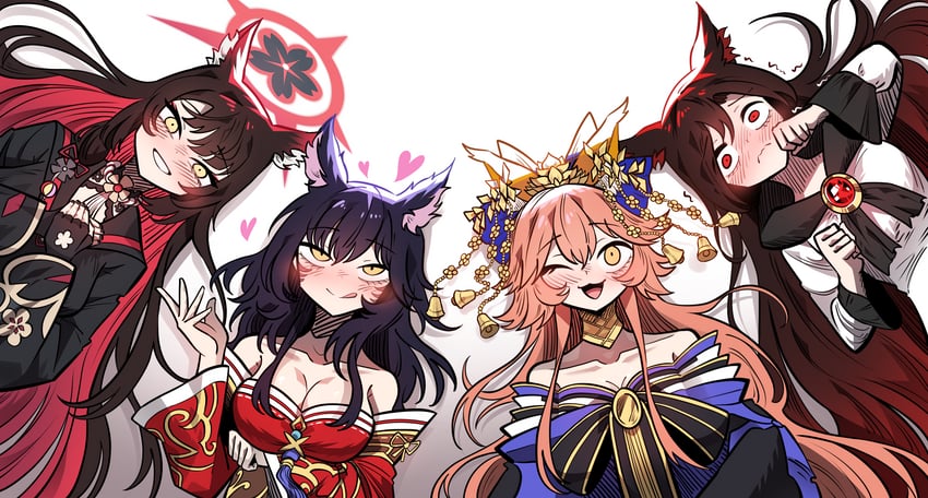 tamamo, imaizumi kagerou, tamamo no mae, ahri, wakamo, and 1 more (touhou and 4 more) drawn by layer_(layer_illust)