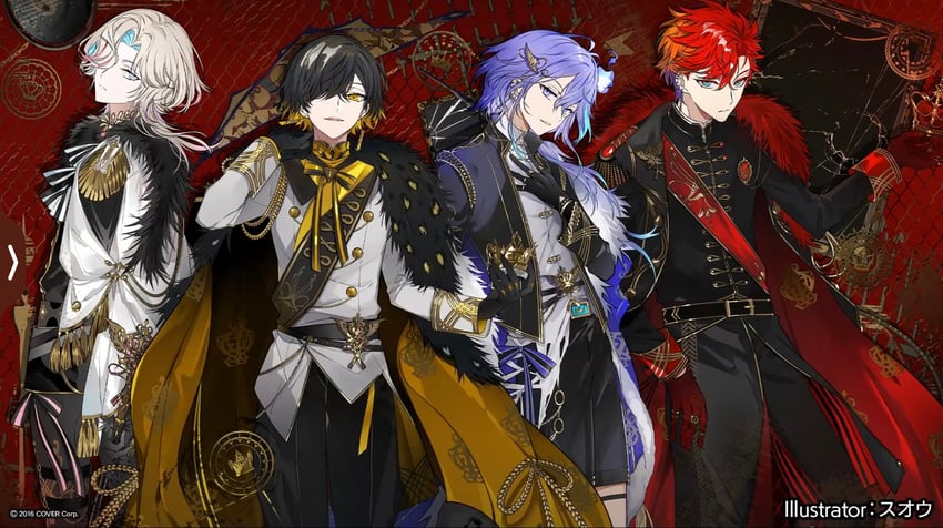 yatogami fuma, minase rio, utsugi uyu, and hizaki gamma (holostars) drawn by suou_(sdurorhr)