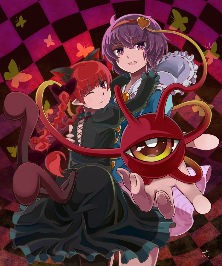 komeiji satori and kaenbyou rin (touhou) drawn by kazumania