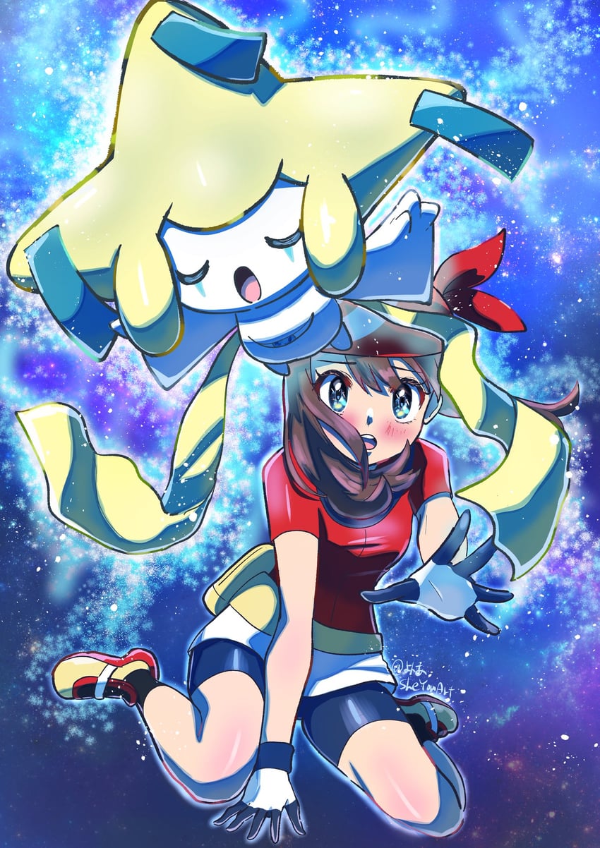 may and jirachi (pokemon and 1 more) drawn by sheyona