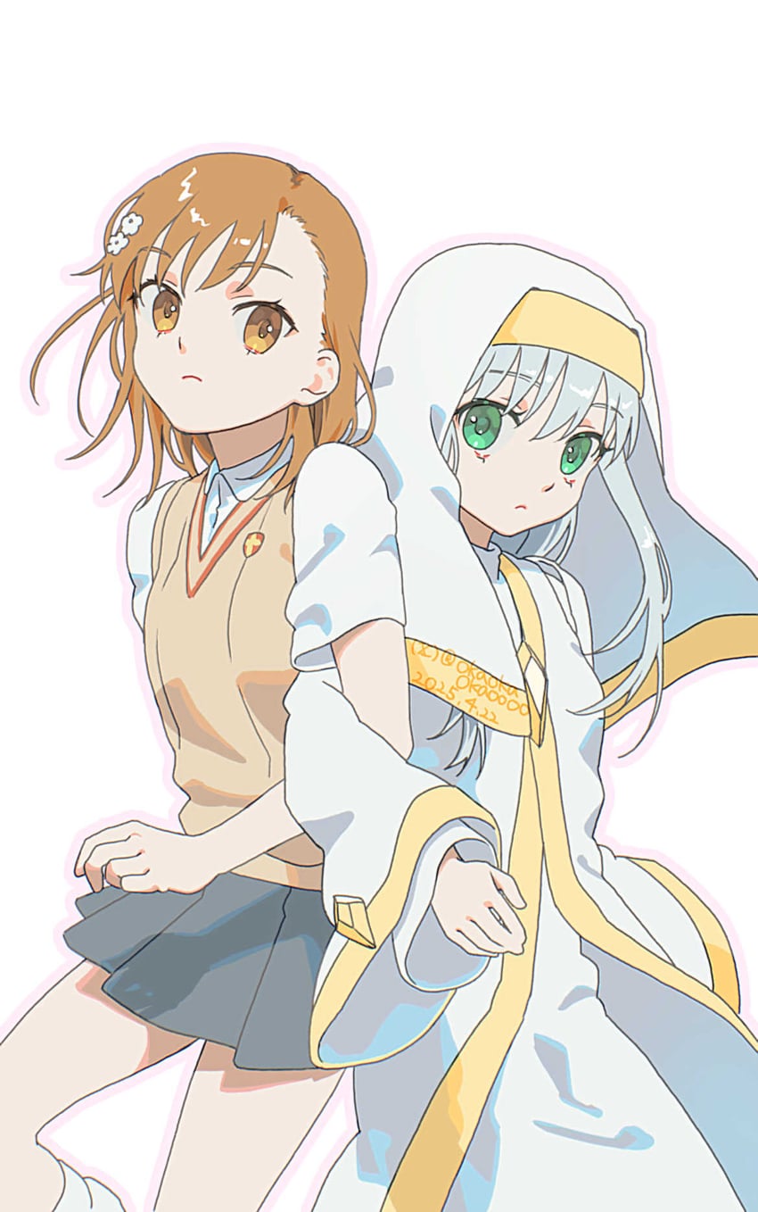 misaka mikoto and index (toaru majutsu no index) drawn by okaokaokaoooo