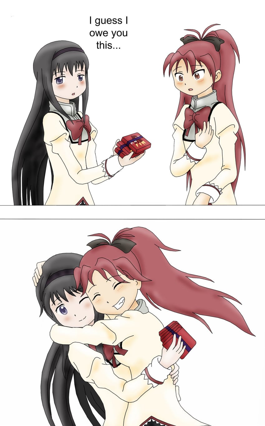 akemi homura and sakura kyoko (mahou shoujo madoka magica) drawn by majka626