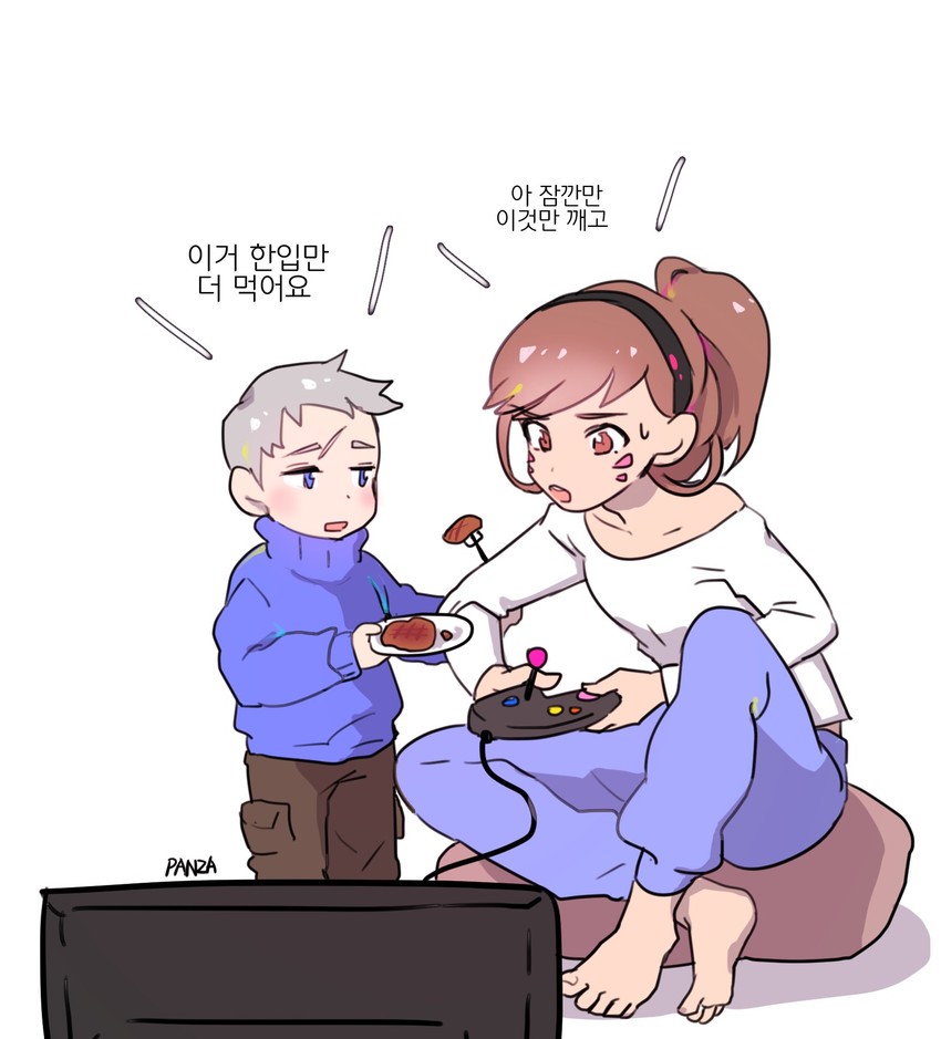 d.va and soldier: 76 (overwatch and 1 more) drawn by panza
