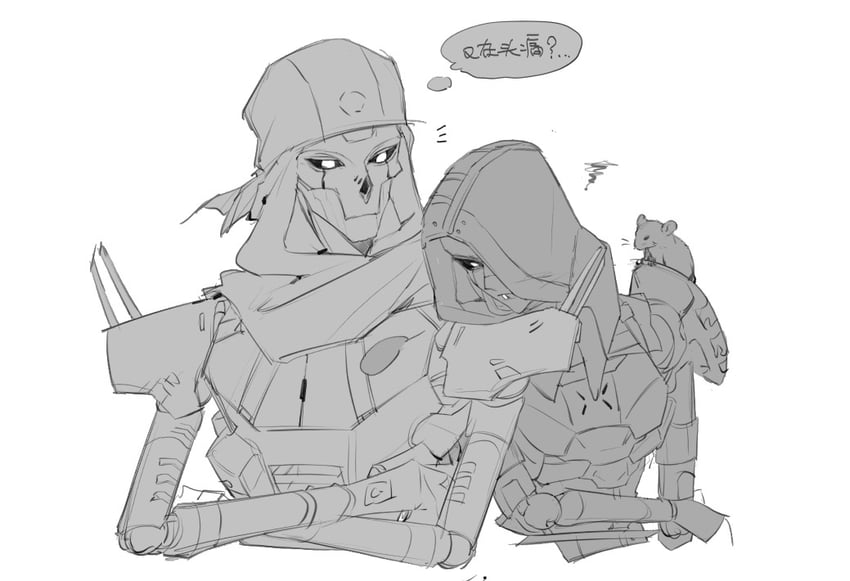ash, revenant, and ash's rat (apex legends) drawn by ruu47
