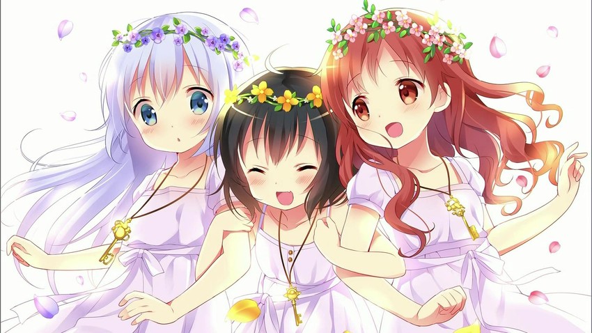 kafuu chino, jouga maya, and natsu megumi (gochuumon wa usagi desu ka?) drawn by koi_(koisan)