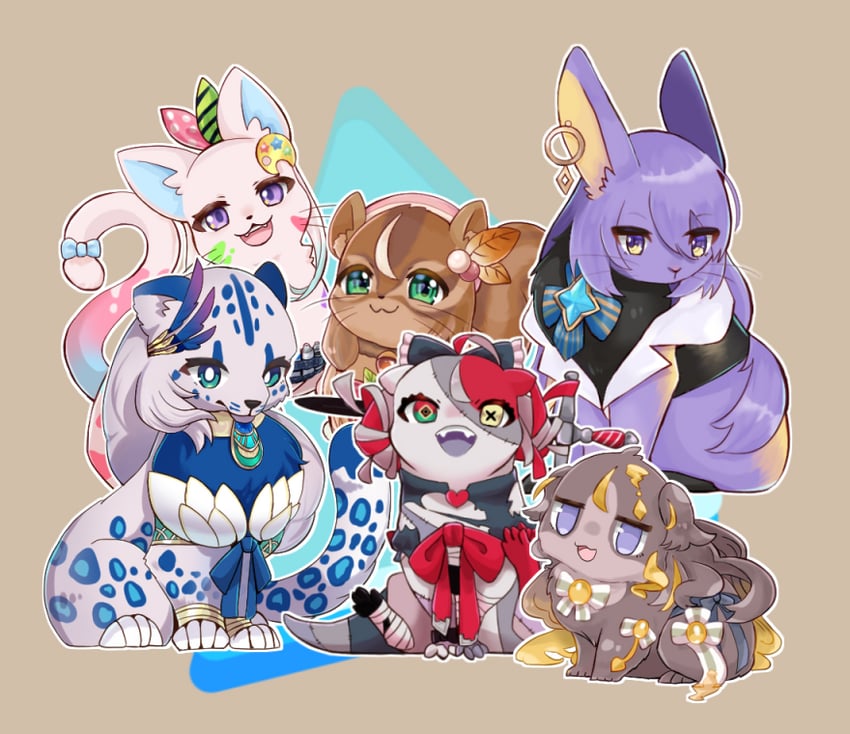 kureiji ollie, moona hoshinova, pavolia reine, ayunda risu, anya melfissa, and 1 more (hololive and 1 more) drawn by komi_(smcg7337)