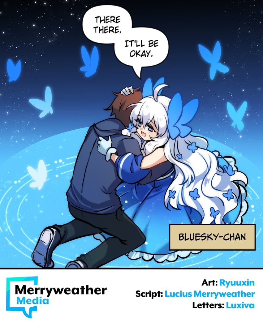 bluesky-chan (original and 1 more) drawn by merryweather and ryuuxin