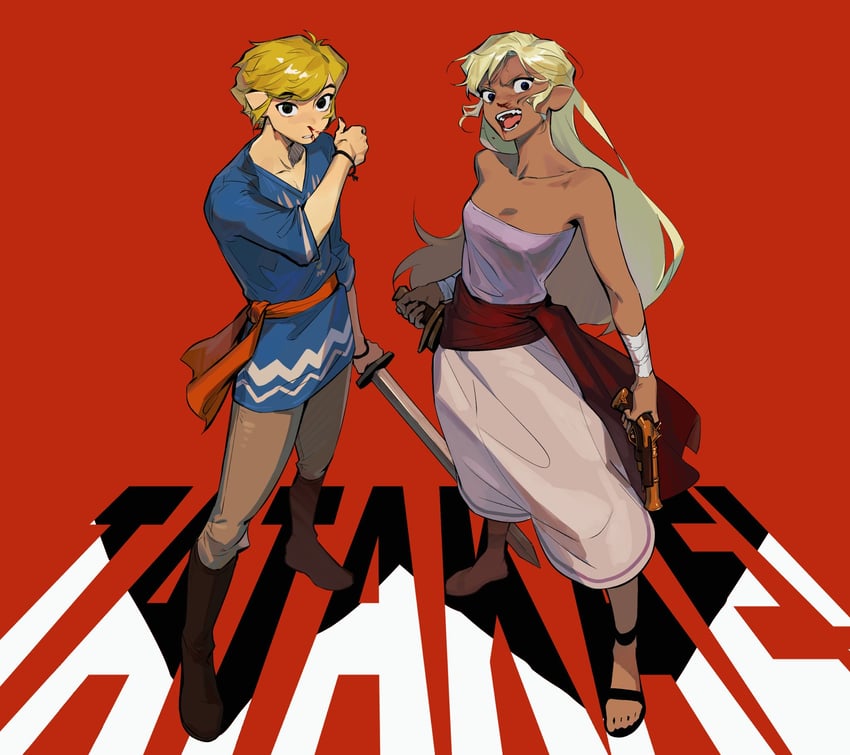link, toon link, and tetra (the legend of zelda and 1 more) drawn by senzo6700