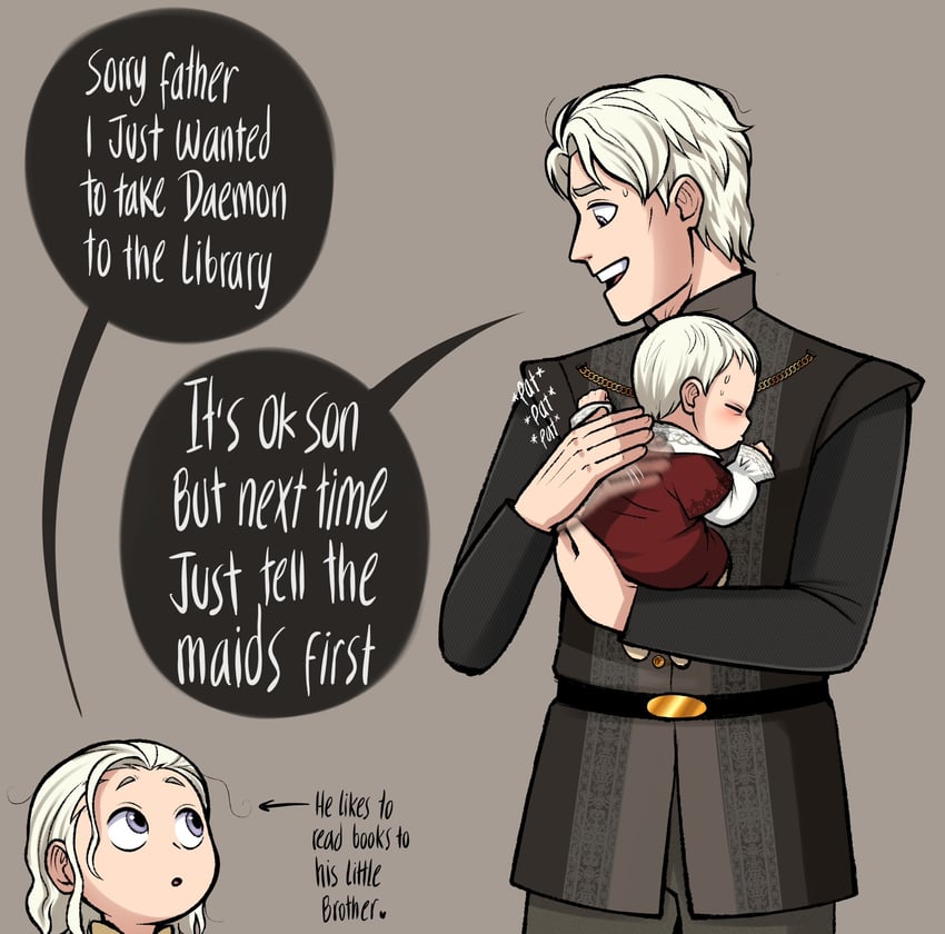 viserys targaryen, daemon targaryen, and baelon targaryen (a song of ice and fire and 1 more) drawn by ackerbangbang